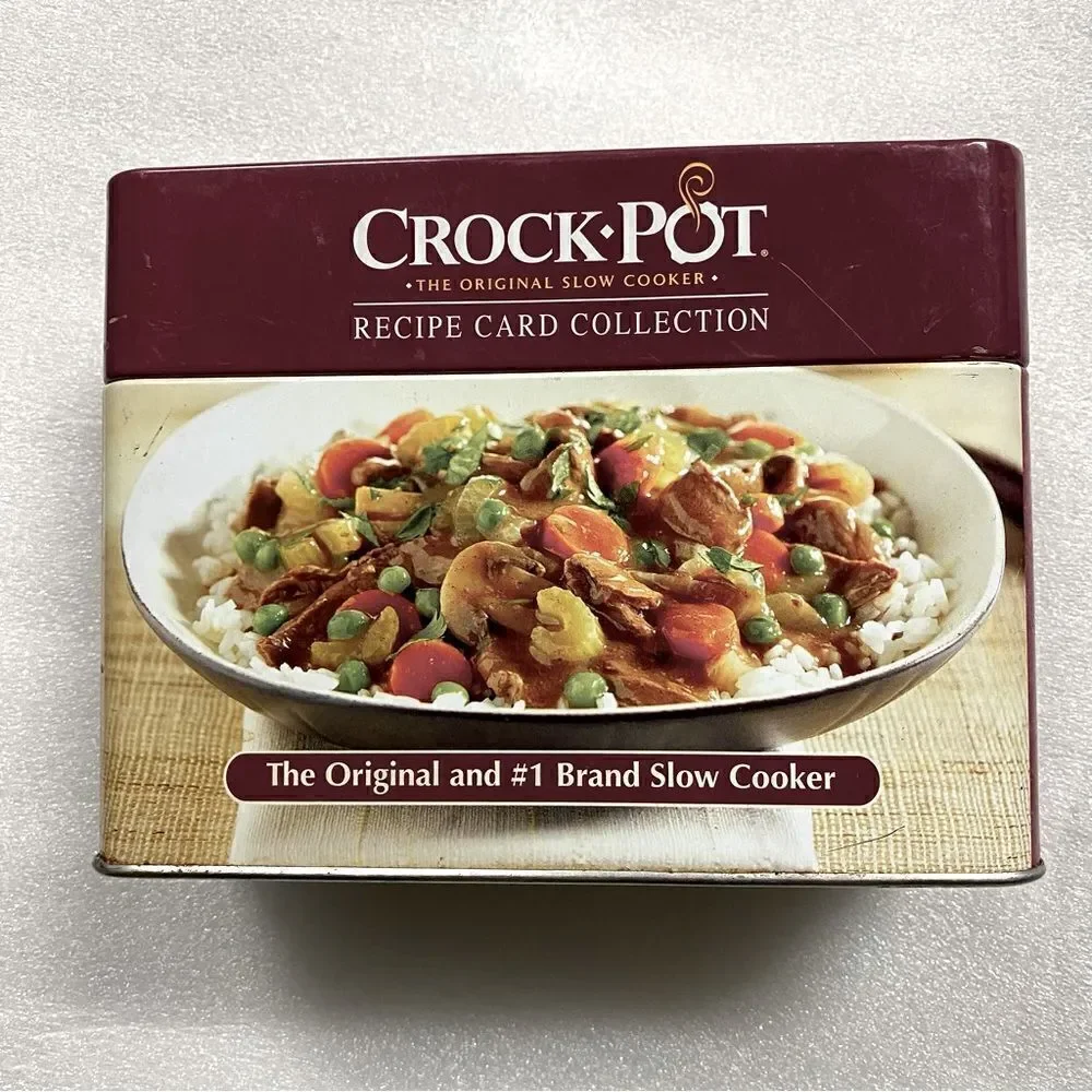Rival Crock-Pot Recipe Card Collection metal tin storage can